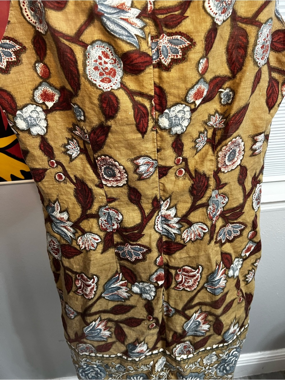 vintage neiman marcus exclusive Linen Brown Floral Sleeveless Dress Medium - Picture 7 of 12